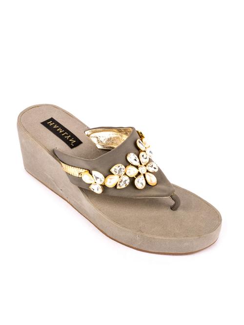 hamlyn grande gun metal coloured syntheticmade wedge sandal for women's - 12834583 - Very Small Image - 1