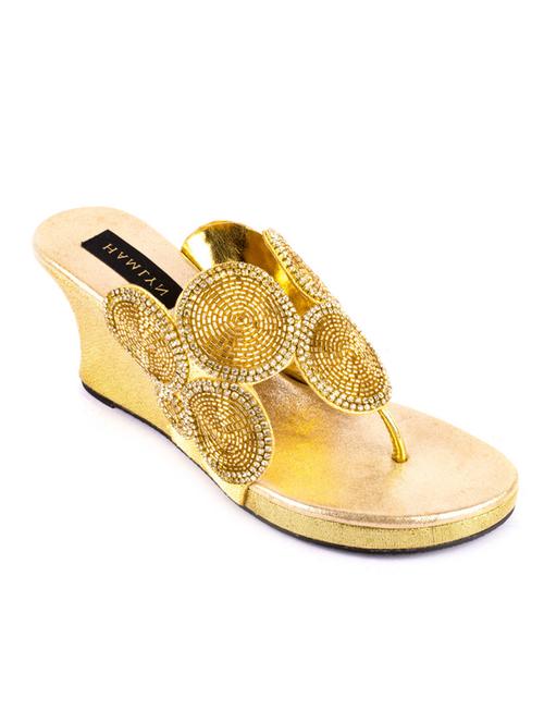 hamlyn grande gold coloured syntheticmade wedge sandal for women's - 12834587 - Very Small Image - 1