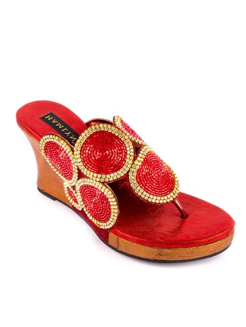 hamlyn grande maroon coloured syntheticmade wedge sandal for women's - 12834588 - Very Small Image - 1