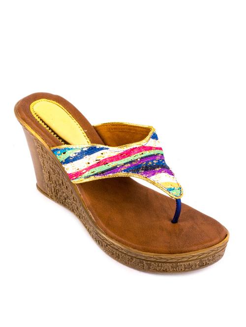 hamlyn grande blue coloured syntheticmade wedge sandal for women's - 12834595 - Very Small Image - 1