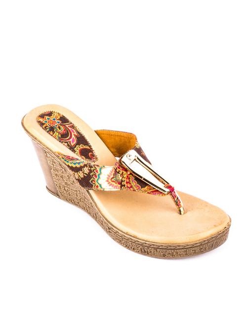 hamlyn grande brown coloured syntheticmade wedge sandal for women's - 12834605 - Very Small Image - 1