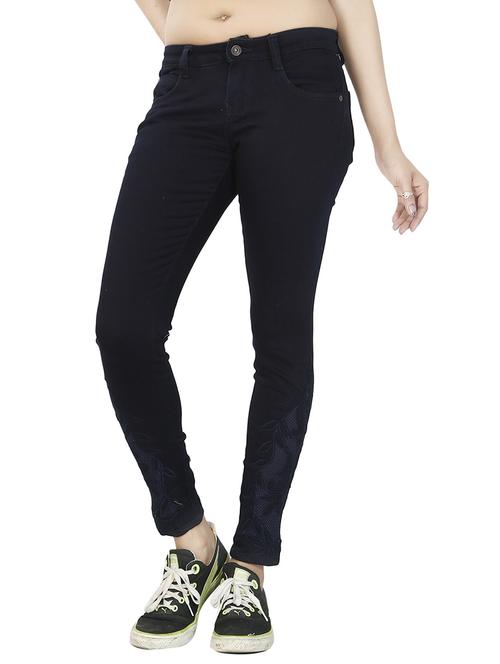 dark blue denim embroidered jean - 12835446 - Very Small Image - 1