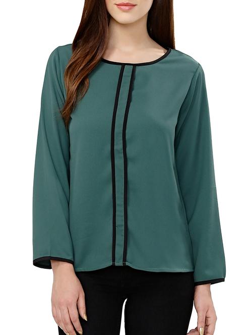 dark green crepe top - 12835486 - Very Small Image - 1