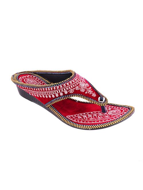 red fabric ethnic sandals - 12836007 - Very Small Image - 1
