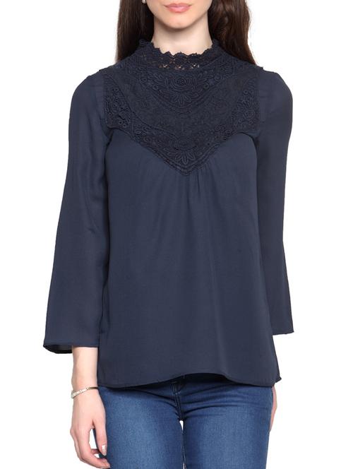 lace insert yoke top - 12836431 - Very Small Image - 1