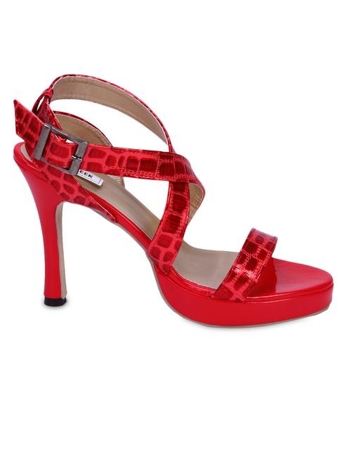red faux leather strappy high heels - 1283657 - Very Small Image - 1