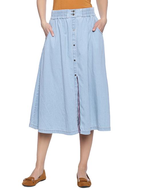 light blue cotton denim skirt - 12836851 - Very Small Image - 1