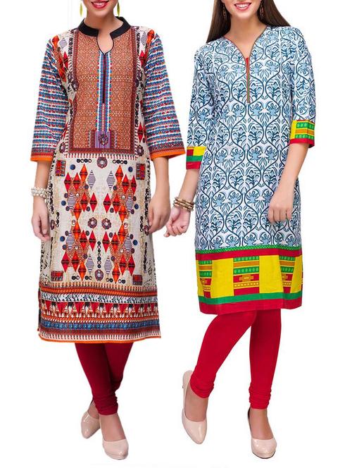 multi colored cotton kurta - 12838868 - Very Small Image - 1
