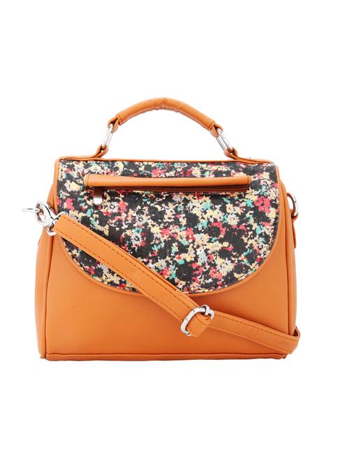 orange printed leatherette sling bag - 12840975 - Very Small Image - 1