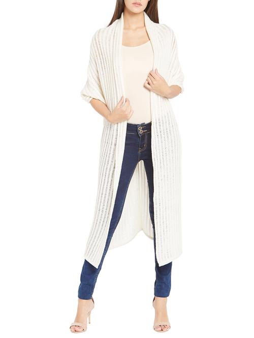 white polyester long shrug - 12841265 - Very Small Image - 1