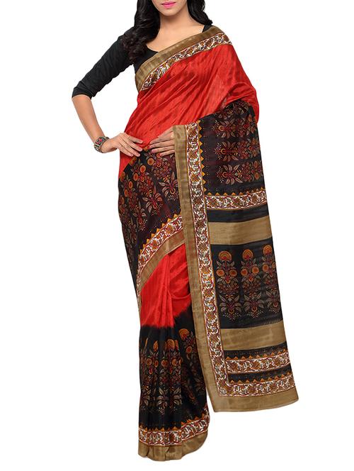 red bhagalpuri silk saree with blouse - 12841573 - Very Small Image - 1