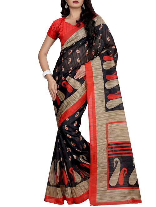 women's paisley multi colored saree with blouse - 12841623 - Very Small Image - 1