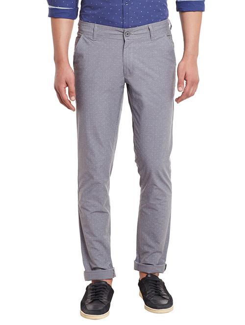 grey cotton chinos polka dots casual trouser - 12842100 - Very Small Image - 1