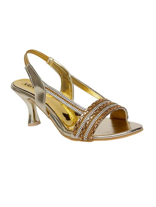 gold leatherette back strap sandals - 12842568 - Very Small Image - 1