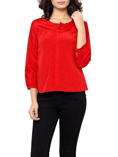 red crepe top - 12843782 - Very Small Image - 1