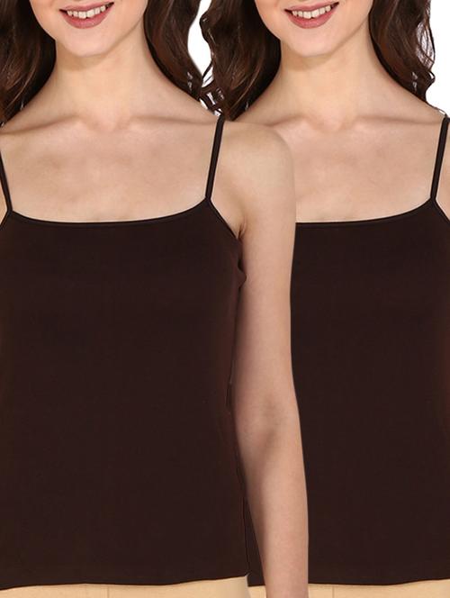 set of 2 brown cotton camisoles - 12844988 - Very Small Image - 1