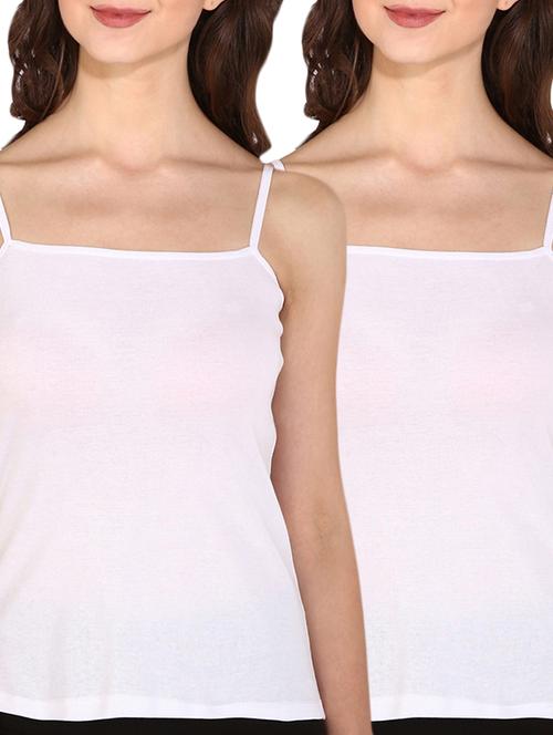 set of 2 white cotton camisoles - 12844991 - Very Small Image - 1