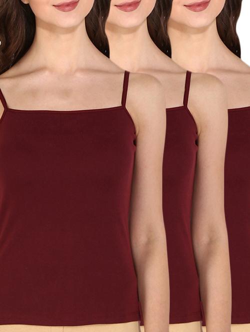 set of 3 maroon cotton camisoles - 12844999 - Very Small Image - 1