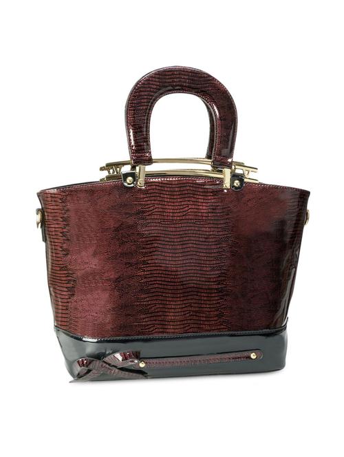 maroon bow embellished leatherette handbag - 1284580 - Very Small Image - 1