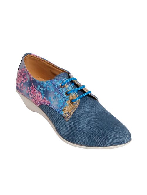 blue pu laceup casual shoes - 12845893 - Very Small Image - 1