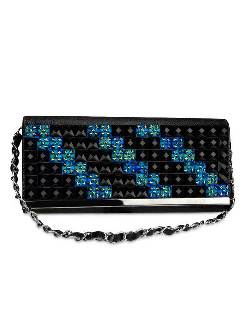 black leatherette stone worked clutch - 1284625 - Very Small Image - 1