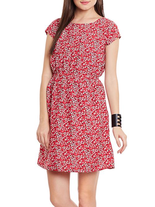 red poly crepe blouson dress - 12846350 - Very Small Image - 1