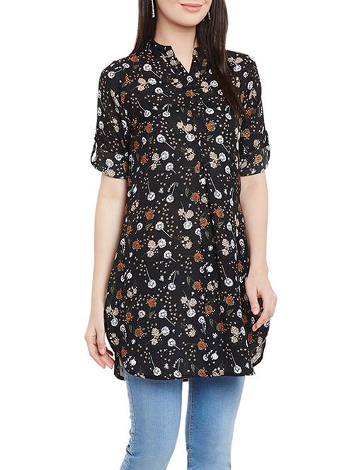 black crepe regular tunic - 12846365 - Very Small Image - 1