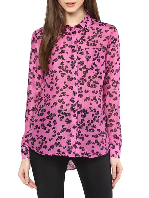 pink printed cotton regular shirt - 12846911 - Very Small Image - 1