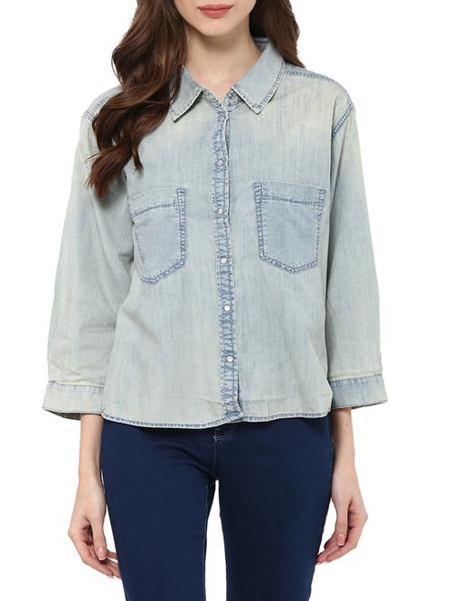 light blue denim regular shirt - 12846934 - Very Small Image - 1