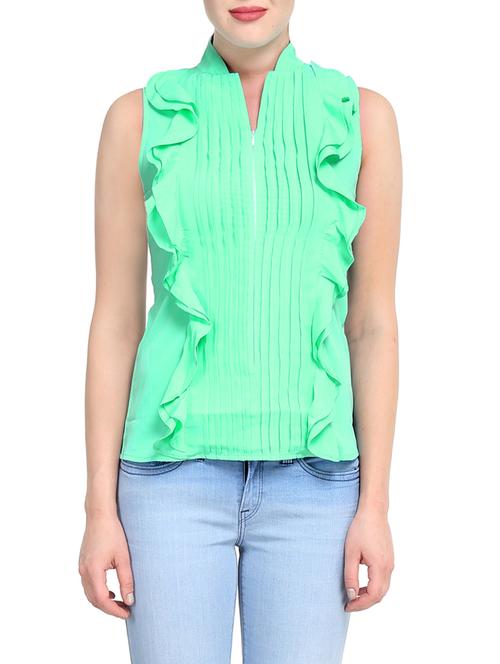 green polyester regular top - 12847636 - Very Small Image - 1