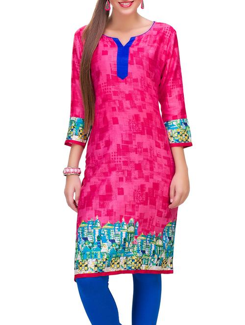 pink cotton straight kurta - 12848152 - Very Small Image - 1