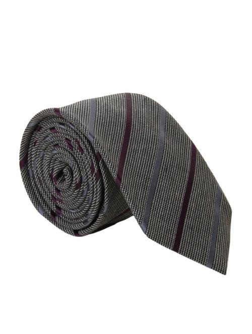 grey & wine cotton tie - 12848270 - Very Small Image - 1