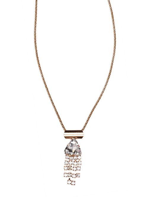 gold brass necklace with embellished pendant - 12848362 - Very Small Image - 1