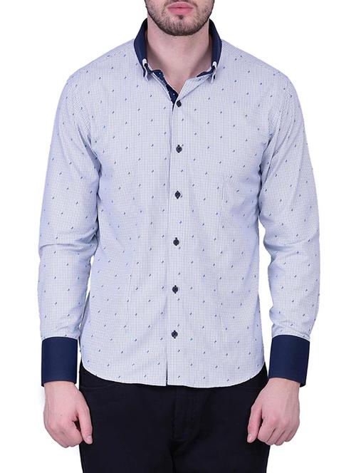 blue cotton printed casual shirt - 12848909 - Very Small Image - 1
