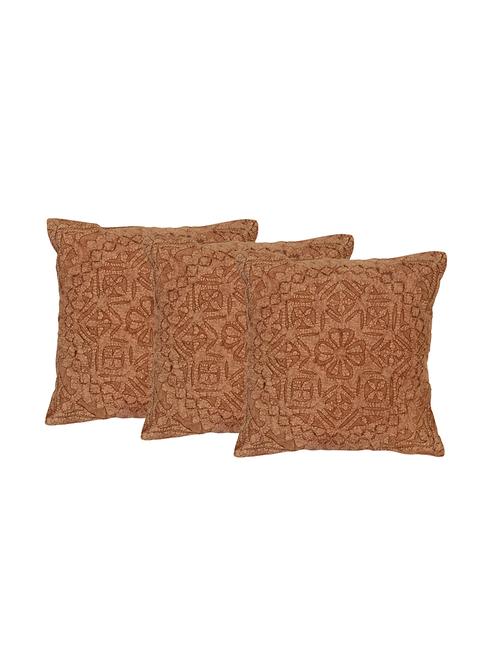 set of 3 cutwork styled cotton cushion cover - 12849352 - Very Small Image - 1