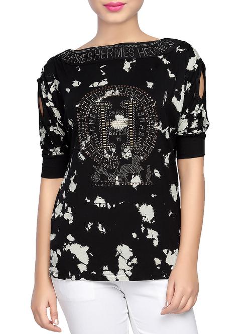 black printed viscose top - 12849745 - Very Small Image - 1