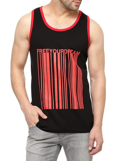black cotton printed vest - 12850192 - Very Small Image - 1