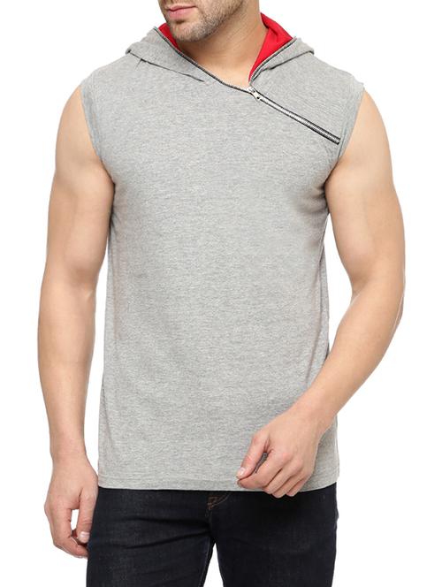 grey cotton hooded t-shirt - 12850198 - Very Small Image - 1