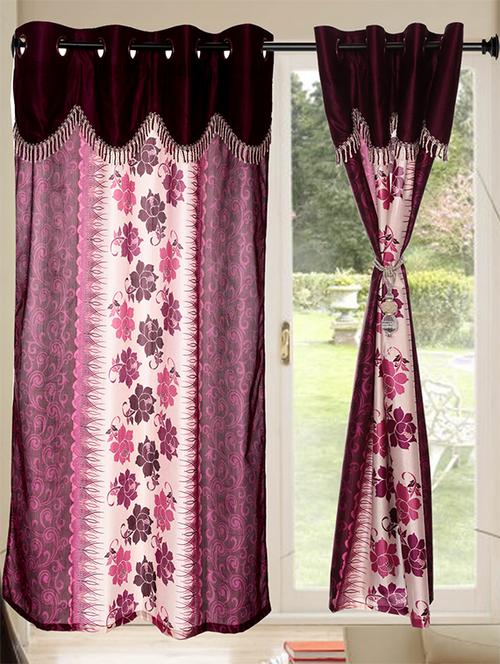 set of 2 kings furnishing 7ft designer (with skalap) door curtain - 12850548 - Very Small Image - 1