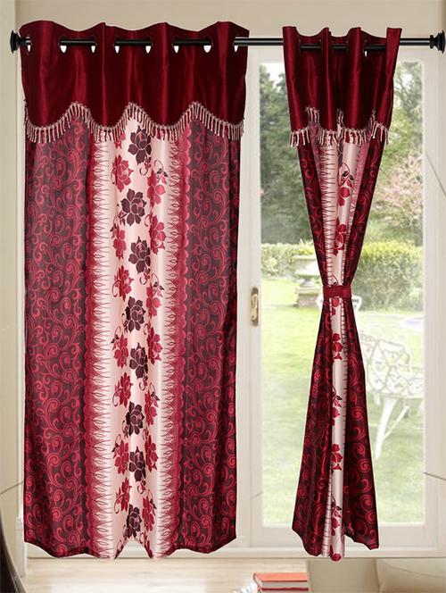 set of 2 kings furnishing 7ft designer (with skalap) door curtain - 12850557 - Very Small Image - 1