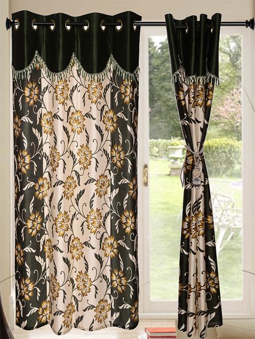 set of 2 kings furnishing 7ft designer (with skalap) door curtain - 12850559 - Very Small Image - 1