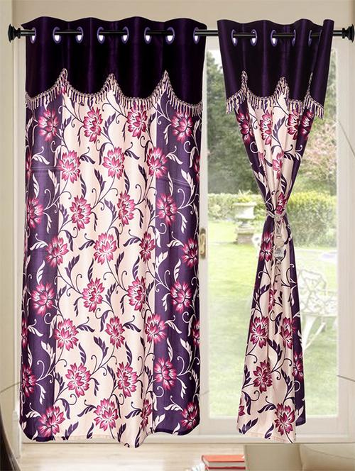set of 4 kings furnishing 7ft designer (with skalap) door curtain - 12850563 - Very Small Image - 1