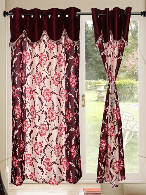 set of 4 kings furnishing 7ft designer (with skalap) door curtain - 12850569 - Very Small Image - 1