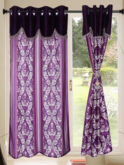 set of 4 kings furnishing 7ft designer (with skalap) door curtain - 12850572 - Very Small Image - 1