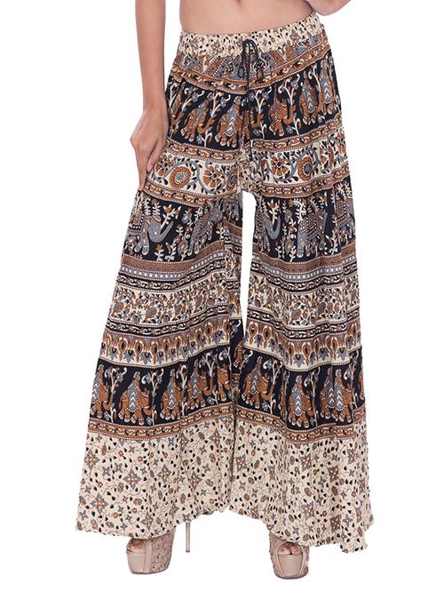 multicolored printed cotton flared palazzo - 12854257 - Very Small Image - 1