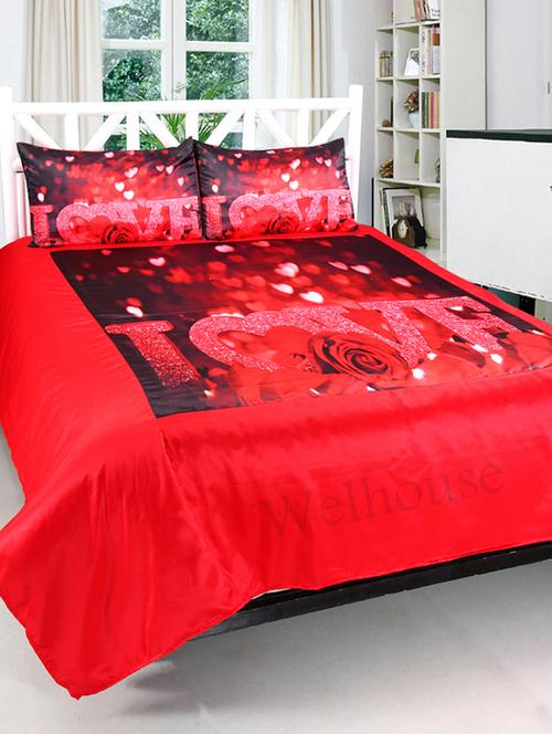 valtellinai love roses print double bedsheet & 2 pillow covers - 12854357 - Very Small Image - 1