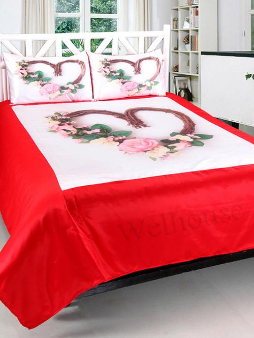 valtellinaheart print double bedsheet & 2 pillow covers - 12854358 - Very Small Image - 1