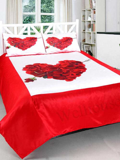 valtellinaheart roses print double bedsheet & 2 pillow covers - 12854359 - Very Small Image - 1