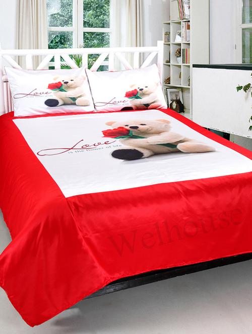 valtellinateddy love print double bedsheet & 2 pillow covers - 12854360 - Very Small Image - 1
