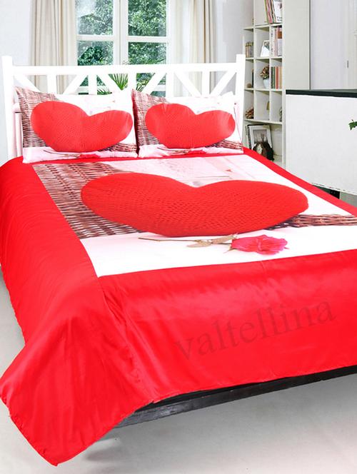 valtellinaheart print double bedsheet & 2 pillow covers - 12854362 - Very Small Image - 1